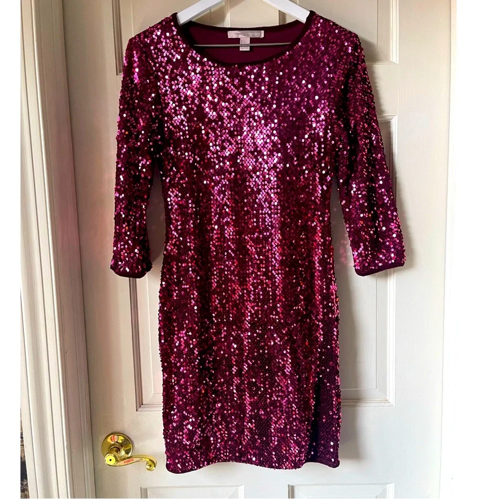 Forever 21 Raspberry BodyCon Sequin Dress - Picture 3 of 6